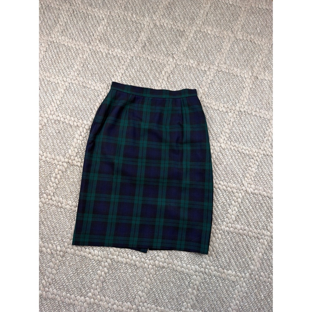 Brooks Brothers Pencil Skirt Women 6 Black Plaid Tartan Wool Made in USA Vtg